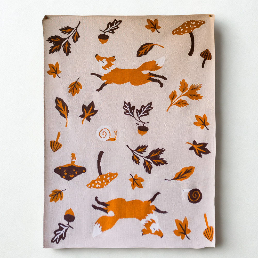 Leaping Fox Knit Blanket