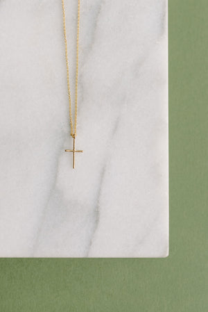 
                
                    Load image into Gallery viewer, Single Gold Plated Cross Necklace 18&amp;quot;
                
            